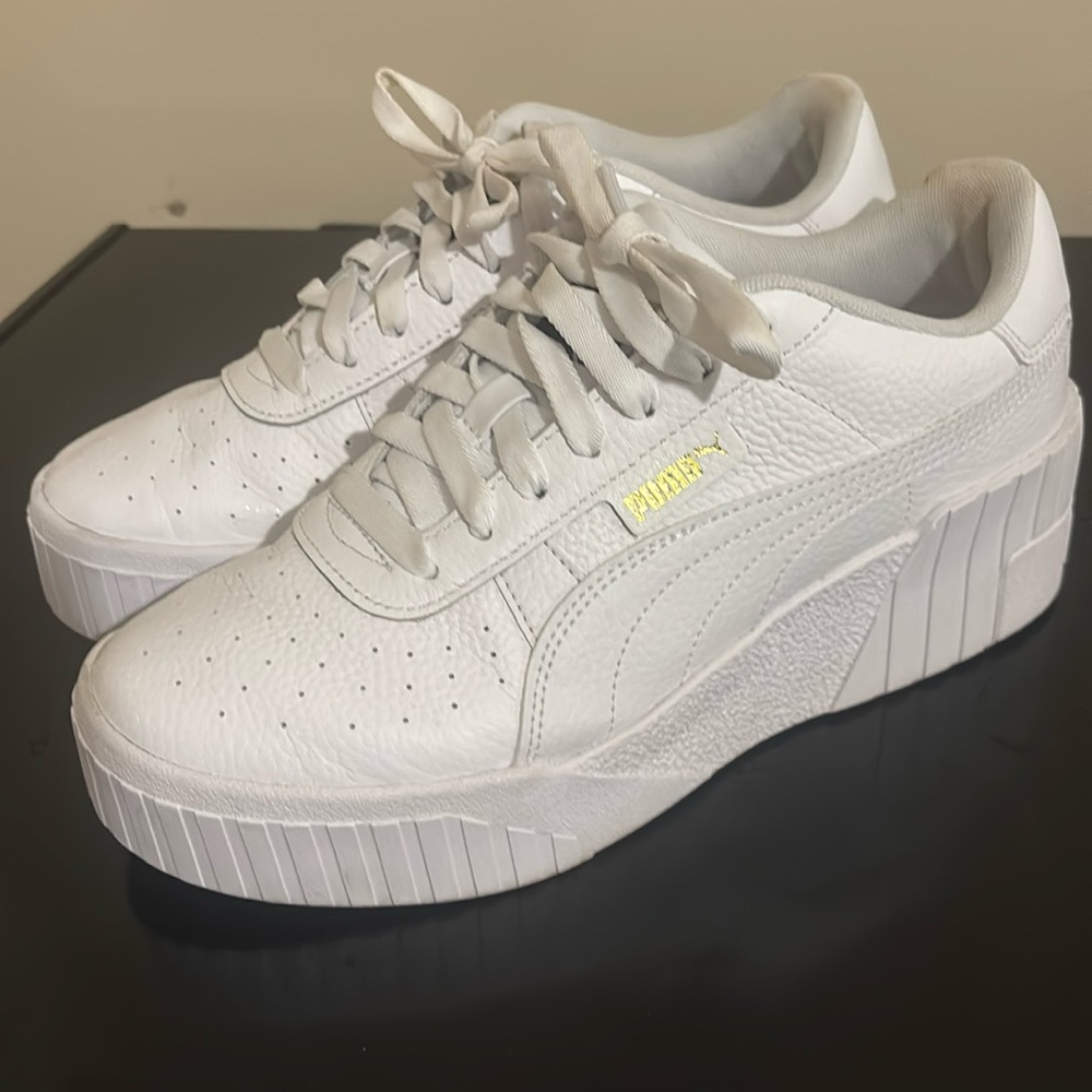 Puma White and Gold Casual Sneakers